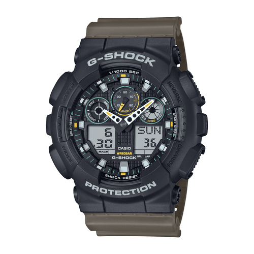 Casio G Shock Black and Beige Digital Watch GA100TU-1A3 Watches Casio G Shock 
