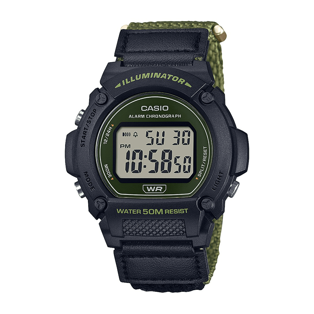 Casio Black and Green Digital Watch W219HB-3A Watches Casio 