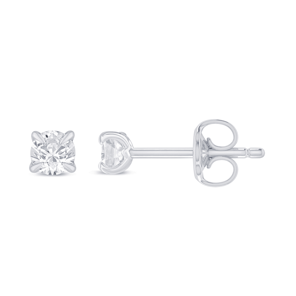 0.15tw Laboratory-Grown Diamond Solitaire Stud Earrings in Sterling Silver and Platinum Earrings Bevilles 