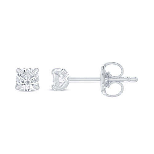 0.15tw Laboratory-Grown Diamond Solitaire Stud Earrings in Sterling Silver and Platinum Earrings Bevilles 