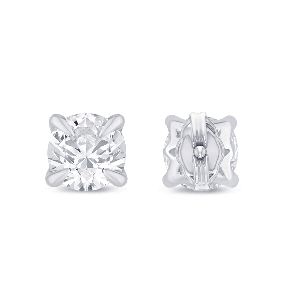 0.15tw Laboratory-Grown Diamond Solitaire Stud Earrings in Sterling Silver and Platinum Earrings Bevilles 