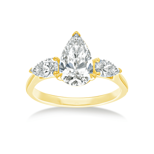3 Stone Pear Ring with 2.00tw of Laboratory-Grown Diamonds in 9kt Yellow Gold Rings Bevilles 