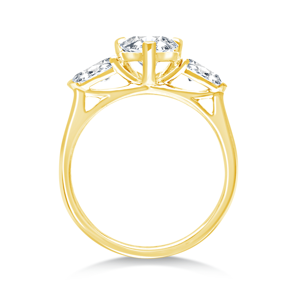 3 Stone Pear Ring with 2.00tw of Laboratory-Grown Diamonds in 9kt Yellow Gold Rings Bevilles 