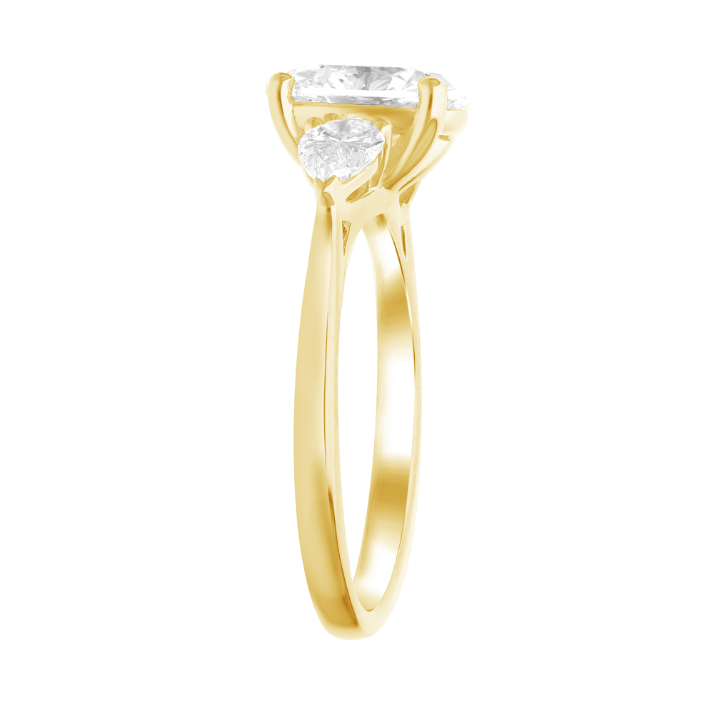 3 Stone Oval and Pear Ring with 2.00tw of Laboratory-Grown Diamonds in 9kt Yellow Gold Rings Bevilles 