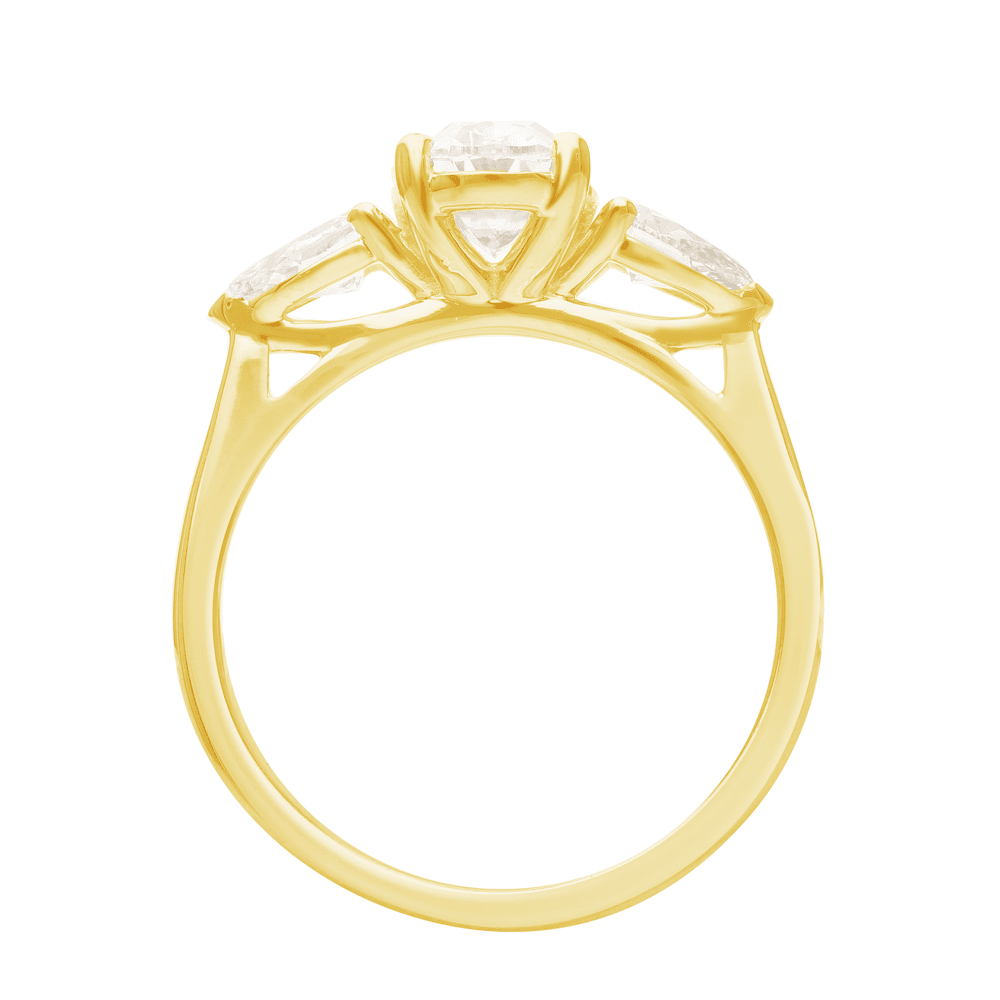 3 Stone Oval and Pear Ring with 2.00tw of Laboratory-Grown Diamonds in 9kt Yellow Gold Rings Bevilles 