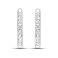 Channel Hoop Earrings with 1/2ct of Laboratory Grown Diamonds in Rhodium Plated Sterling Silver Earrings Bevilles 