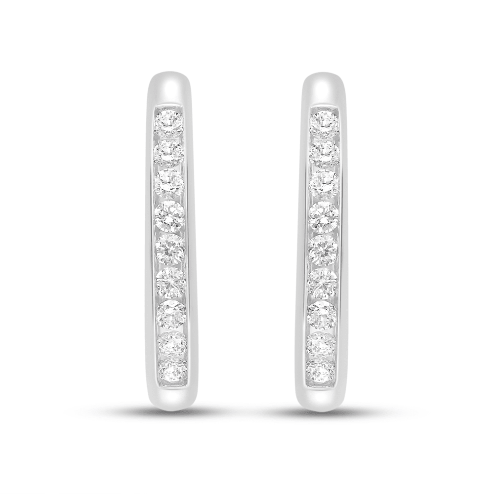 Channel Hoop Earrings with 1/2ct of Laboratory Grown Diamonds in Rhodium Plated Sterling Silver Earrings Bevilles 