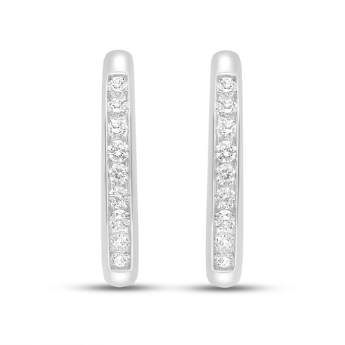 Channel Hoop Earrings with 1/2ct of Laboratory Grown Diamonds in Rhodium Plated Sterling Silver Earrings Bevilles 