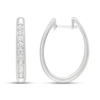 Channel Hoop Earrings with 1/2ct of Laboratory Grown Diamonds in Rhodium Plated Sterling Silver Earrings Bevilles 