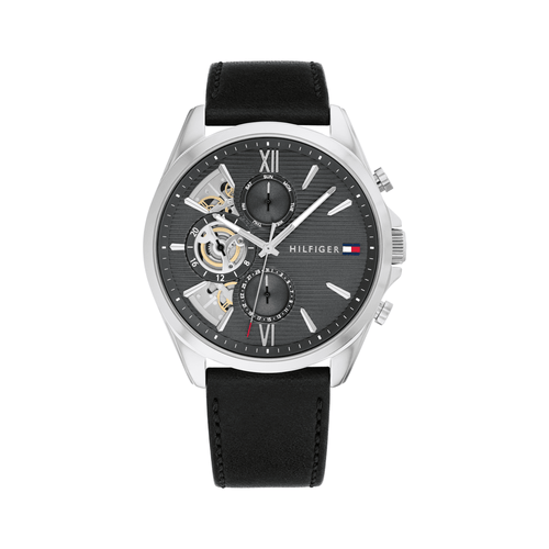 Tommy Hilfiger Baker Black Leather Dark Grey Dial Men's Watch 1710644 Watches Tommy Hilfiger 