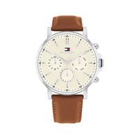 Tommy Hilfiger Tyson Brown Leather Parchment Dial Men's Watch 1792143 Watches Tommy Hilfiger 