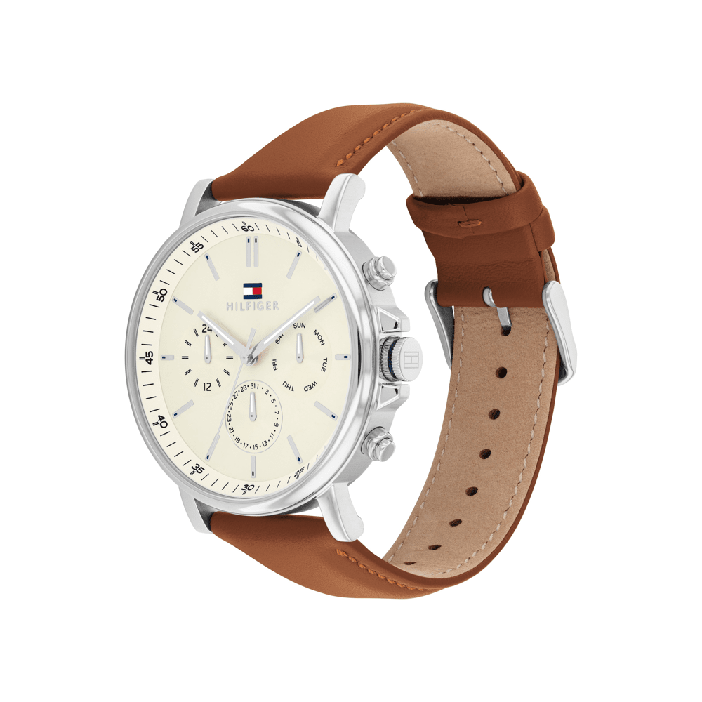 Tommy Hilfiger Tyson Brown Leather Parchment Dial Men's Watch 1792143 Watches Tommy Hilfiger 