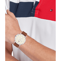 Tommy Hilfiger Tyson Brown Leather Parchment Dial Men's Watch 1792143 Watches Tommy Hilfiger 
