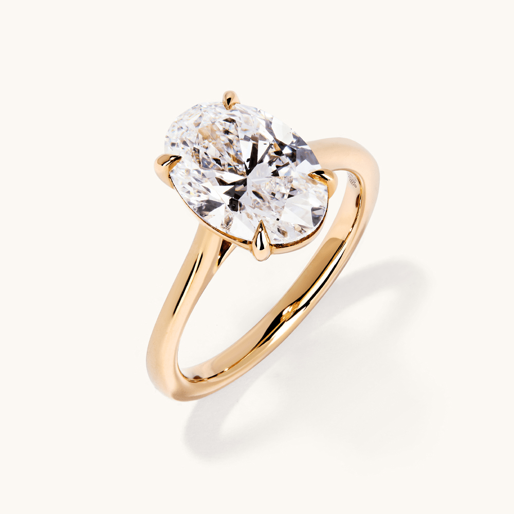 3.00ct Oval Laboratory-Grown Diamond Solitaire Ring in 9kt Yellow Gold Rings Bevilles 