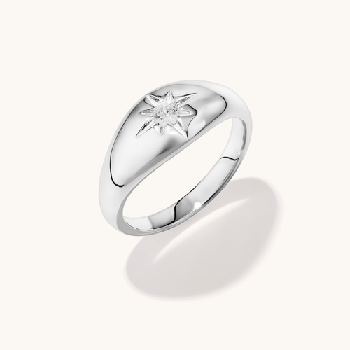 Cubic Zirconia Starburst Dome Ring in Sterling Silver Rings Bevilles 
