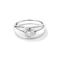 Cubic Zirconia Pear Dome Ring in Sterling Silver Rings Bevilles 