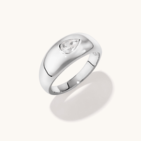 Cubic Zirconia Pear Dome Ring in Sterling Silver Rings Bevilles 