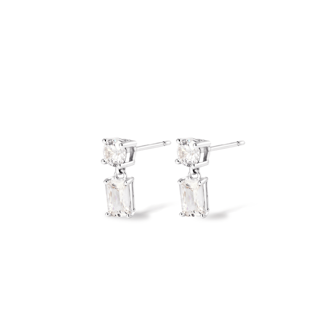 Cubic Zirconia Drop Stud Earrings in Sterling Silver Earrings Bevilles 