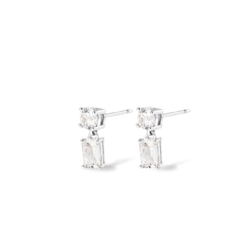 Cubic Zirconia Drop Stud Earrings in Sterling Silver Earrings Bevilles 