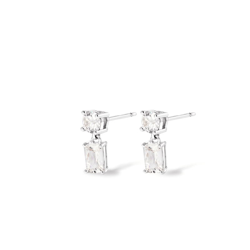 Cubic Zirconia Drop Stud Earrings in Sterling Silver Earrings Bevilles 
