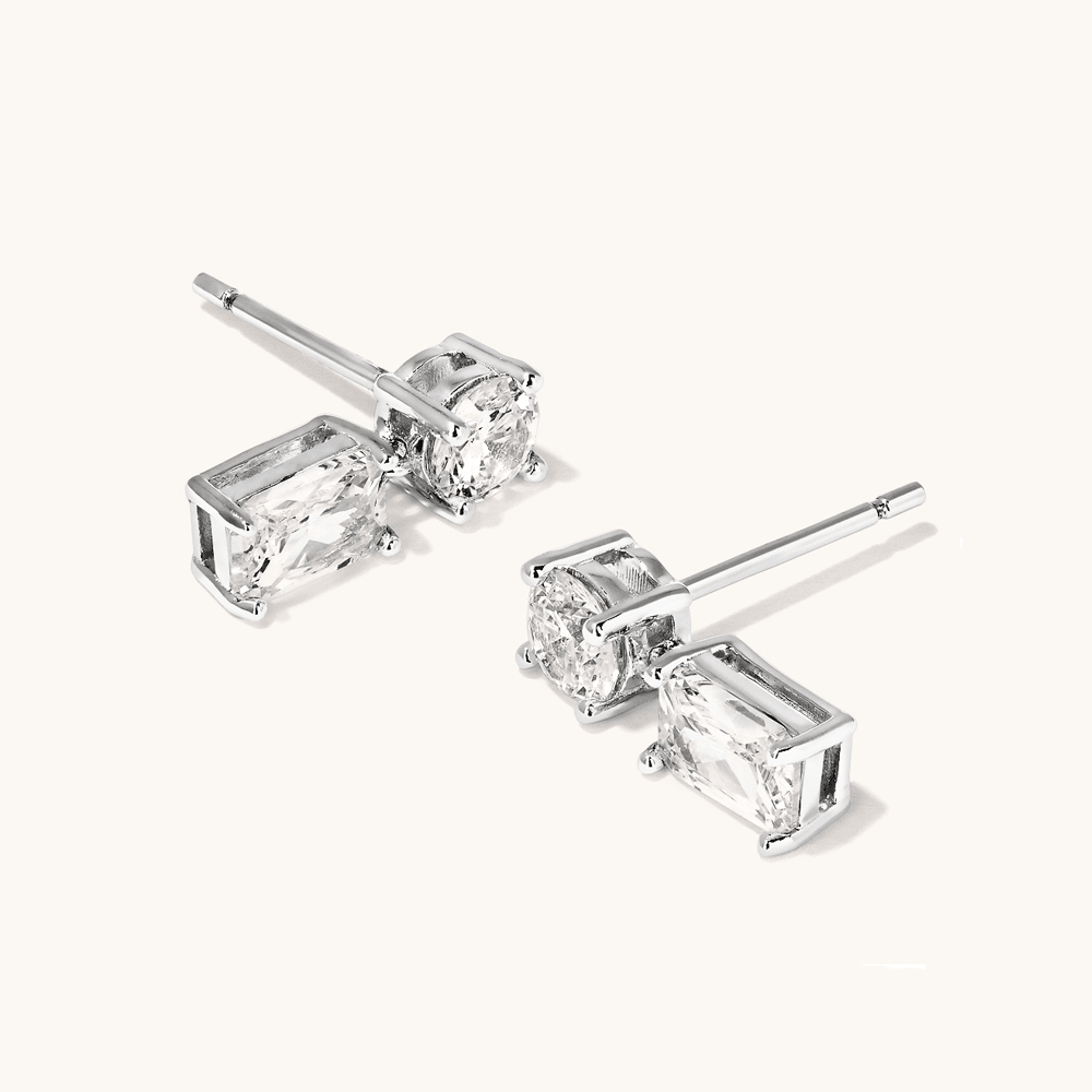 Cubic Zirconia Drop Stud Earrings in Sterling Silver Earrings Bevilles 