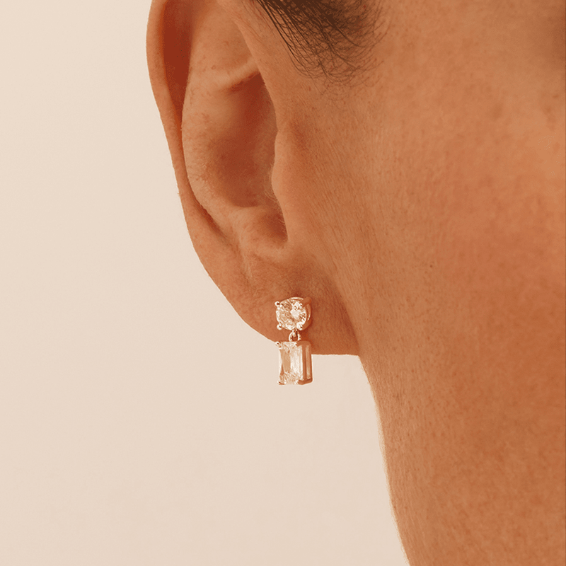Cubic Zirconia Drop Stud Earrings in Sterling Silver Earrings Bevilles 