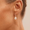 Cubic Zirconia Pear Halo Drop Earrings in Sterling Silver Earrings Bevilles 