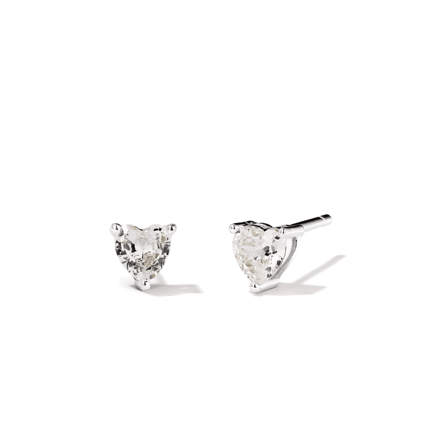 Cubic Zirconia Heart Stud Earrings in Sterling Silver Earrings Bevilles 