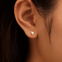 Cubic Zirconia Heart Stud Earrings in Sterling Silver Earrings Bevilles 