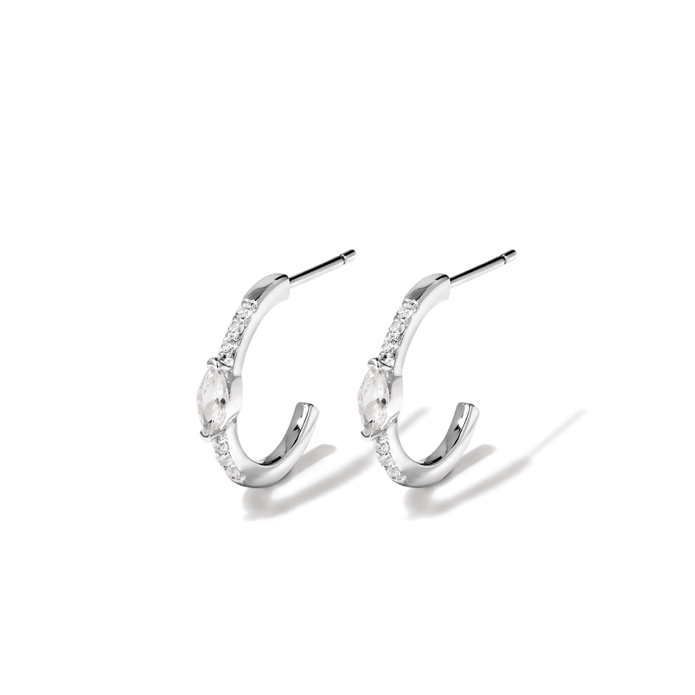 Cubic Zirconia Hoop Stud Earrings in Sterling Silver Earrings Bevilles 