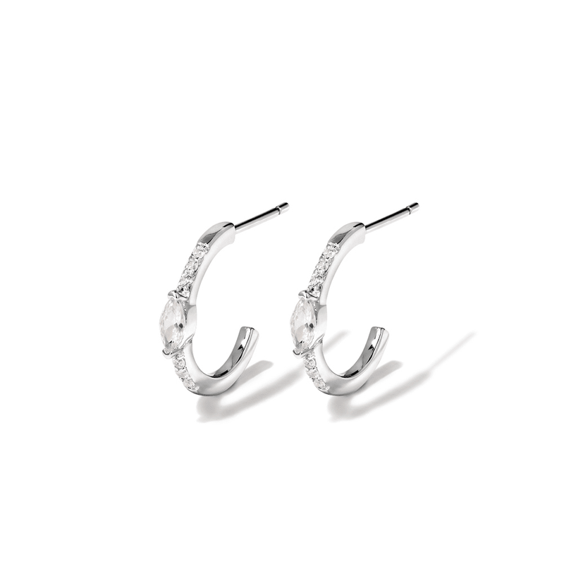 Cubic Zirconia Hoop Stud Earrings in Sterling Silver Earrings Bevilles 