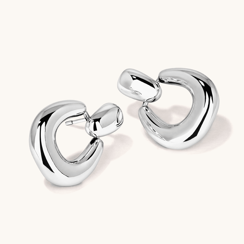 Domed Door Knocker Stud Earrings in Sterling Silver Earrings Bevilles 
