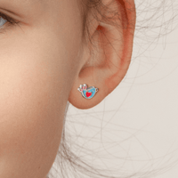 Enamel Bird Stud Earrings in Sterling Silver Earrings Bevilles 