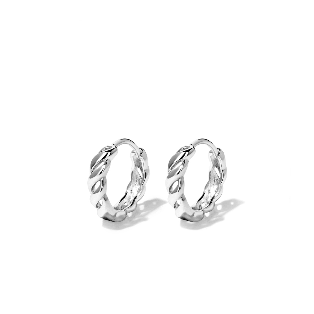 Braided Huggie Earrings in Sterling Silver Earrings Bevilles 