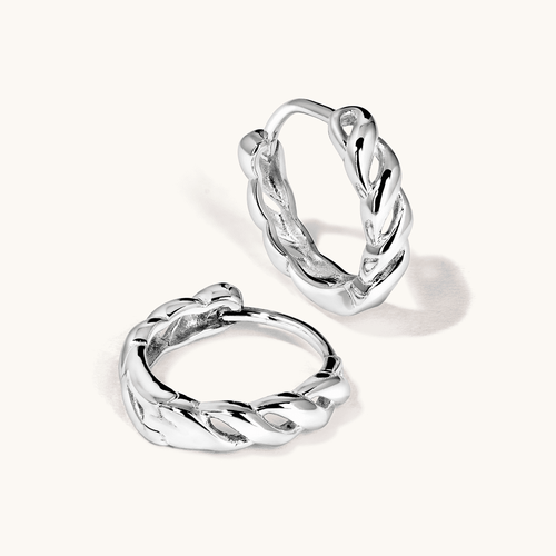 Braided Huggie Earrings in Sterling Silver Earrings Bevilles 