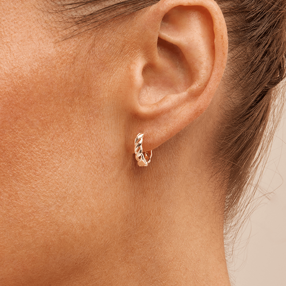 Braided Huggie Earrings in Sterling Silver Earrings Bevilles 
