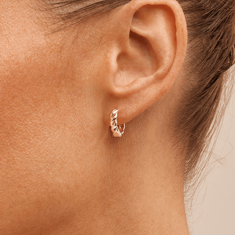 Braided Huggie Earrings in Sterling Silver Earrings Bevilles 