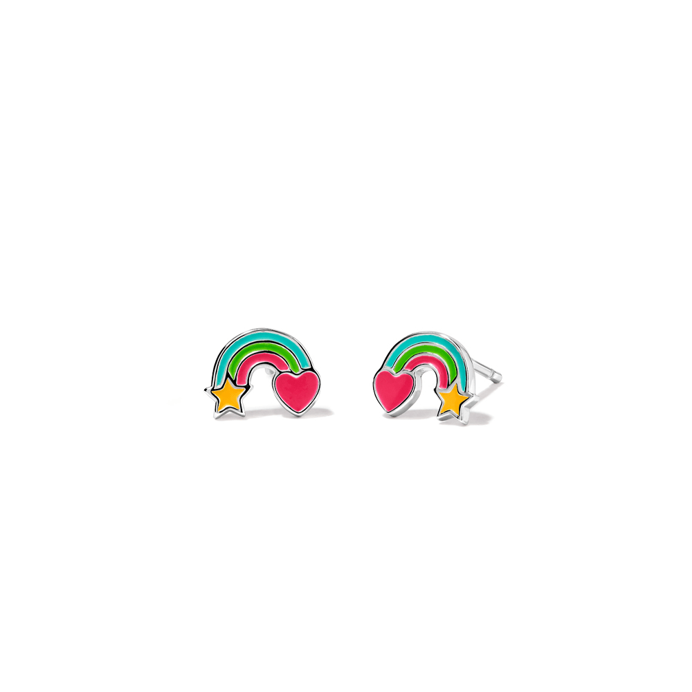 Enamel Rainbow Stud Earrings in Sterling Silver Earrings Bevilles 