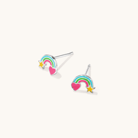 Enamel Rainbow Stud Earrings in Sterling Silver Earrings Bevilles 