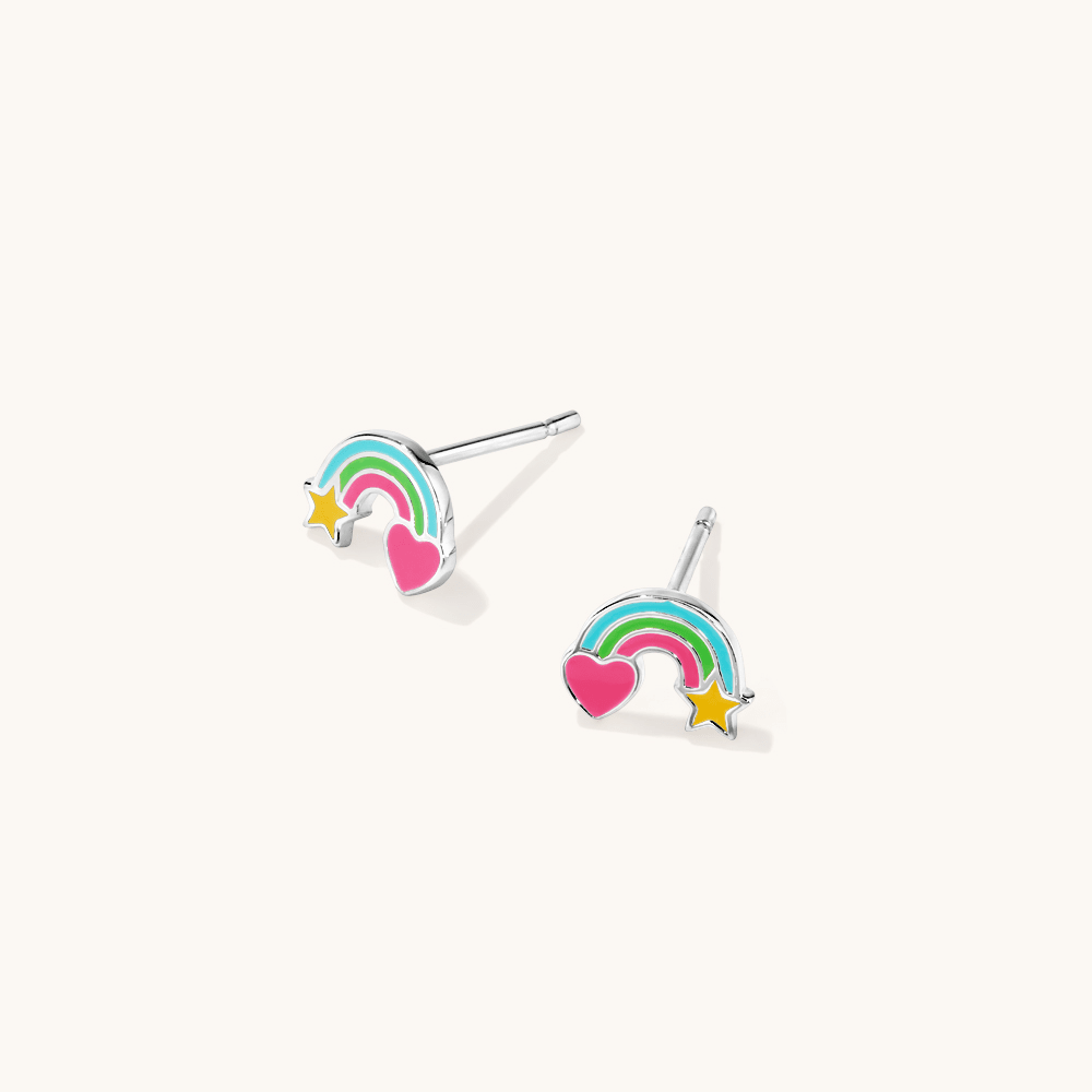 Enamel Rainbow Stud Earrings in Sterling Silver Earrings Bevilles 