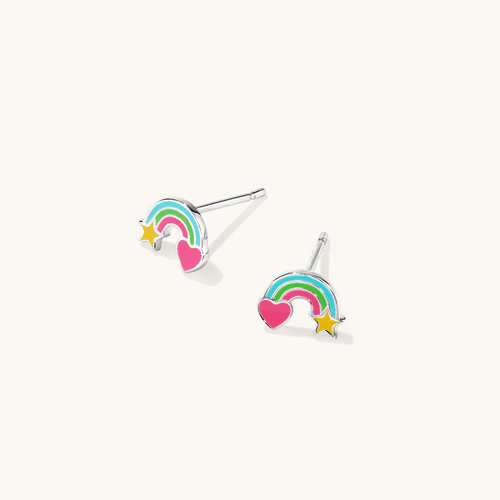 Enamel Rainbow Stud Earrings in Sterling Silver Earrings Bevilles 