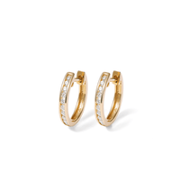 12mm Channel Huggie Earrings with 0.20tw of Laboratory-Grown Diamonds in 9kt Yellow Gold Earrings Bevilles 