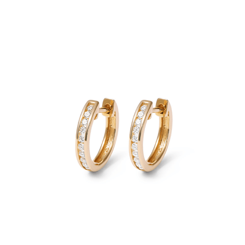 12mm Channel Huggie Earrings with 0.20tw of Laboratory-Grown Diamonds in 9kt Yellow Gold Earrings Bevilles 