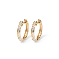 14mm Channel Huggie Earrings with 0.50tw of Laboratory-Grown Diamonds in 9kt Yellow Gold Earrings Bevilles 