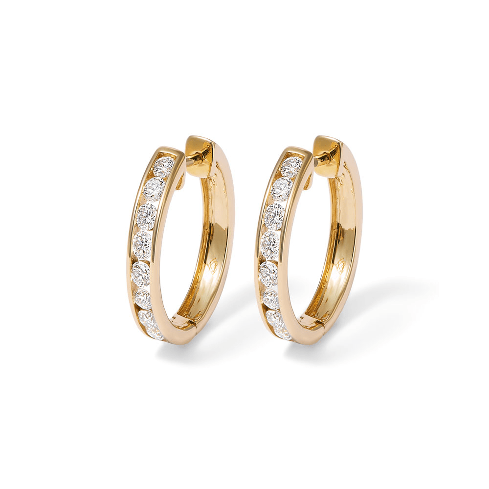 18mm Channel Huggie Earrings with 1.00tw of Laboratory-Grown Diamonds in 9kt Yellow Gold Earrings Bevilles 