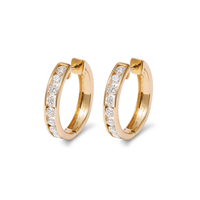 18mm Channel Huggie Earrings with 1.00tw of Laboratory-Grown Diamonds in 9kt Yellow Gold Earrings Bevilles 