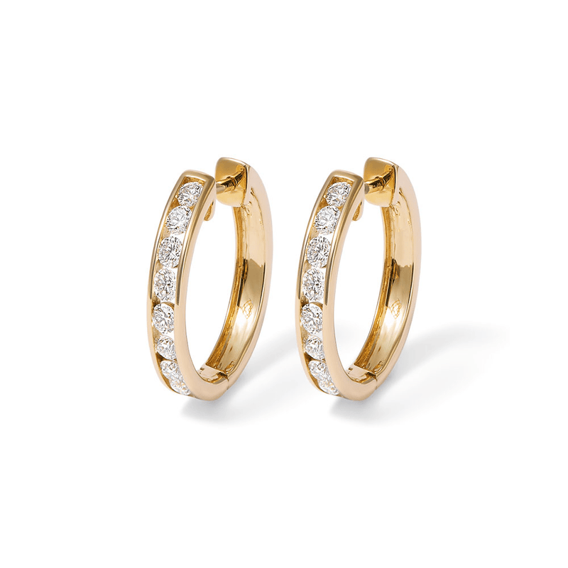 18mm Channel Huggie Earrings with 1.00tw of Laboratory-Grown Diamonds in 9kt Yellow Gold Earrings Bevilles 
