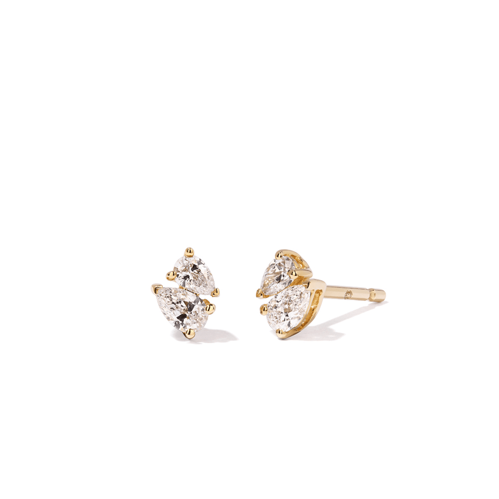 Duo Pear Stud Earrings with 0.25tw of Laboratory-Grown Diamonds in 9kt Yellow Gold Earrings Bevilles 