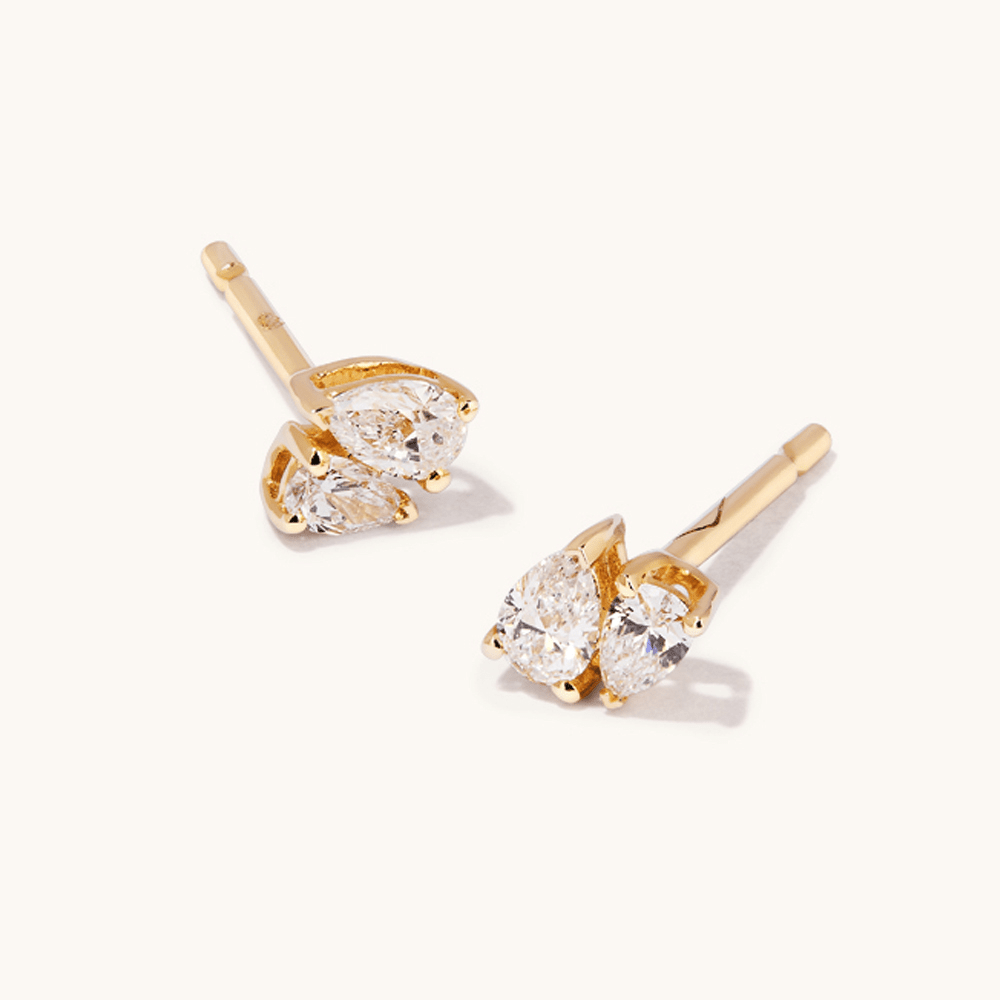 Duo Pear Stud Earrings with 0.25tw of Laboratory-Grown Diamonds in 9kt Yellow Gold Earrings Bevilles 