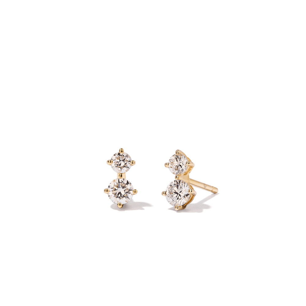 Duo Stud Earrings with 0.50tw of Laboratory-Grown Diamonds in 9kt Yellow Gold Earrings Bevilles 